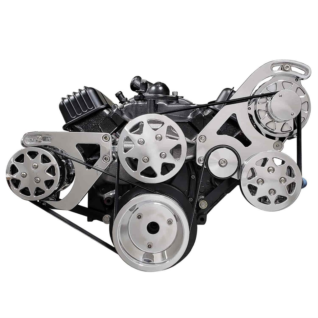 All American Billet SCK-SBC-101: Serpentine Conversion Kit for Small Block Chevy [Polished]