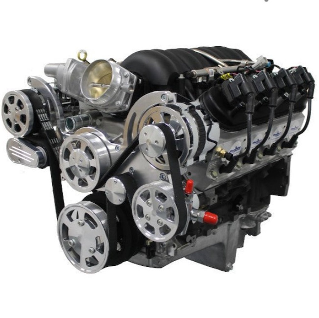 Blueprint Engines PSLS3763CTFK: PSLS3763CTFK GM LS 376 ci. (6.2L) ProSeries Deluxe Dressed Engine w/GM Plastic Intake Manifold & Polished Pulley Kit [530 HP]