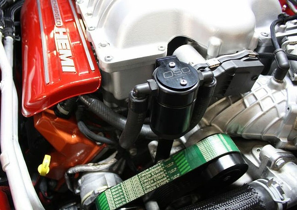 J&L 3060P-B: Oil Separator 3.0, Black Anodized [Fits Select Dodge Hellcat, 2018-2021 Jeep Trackhawk, 2018 Demon, 2021 Durango Hellcat 6.2L]