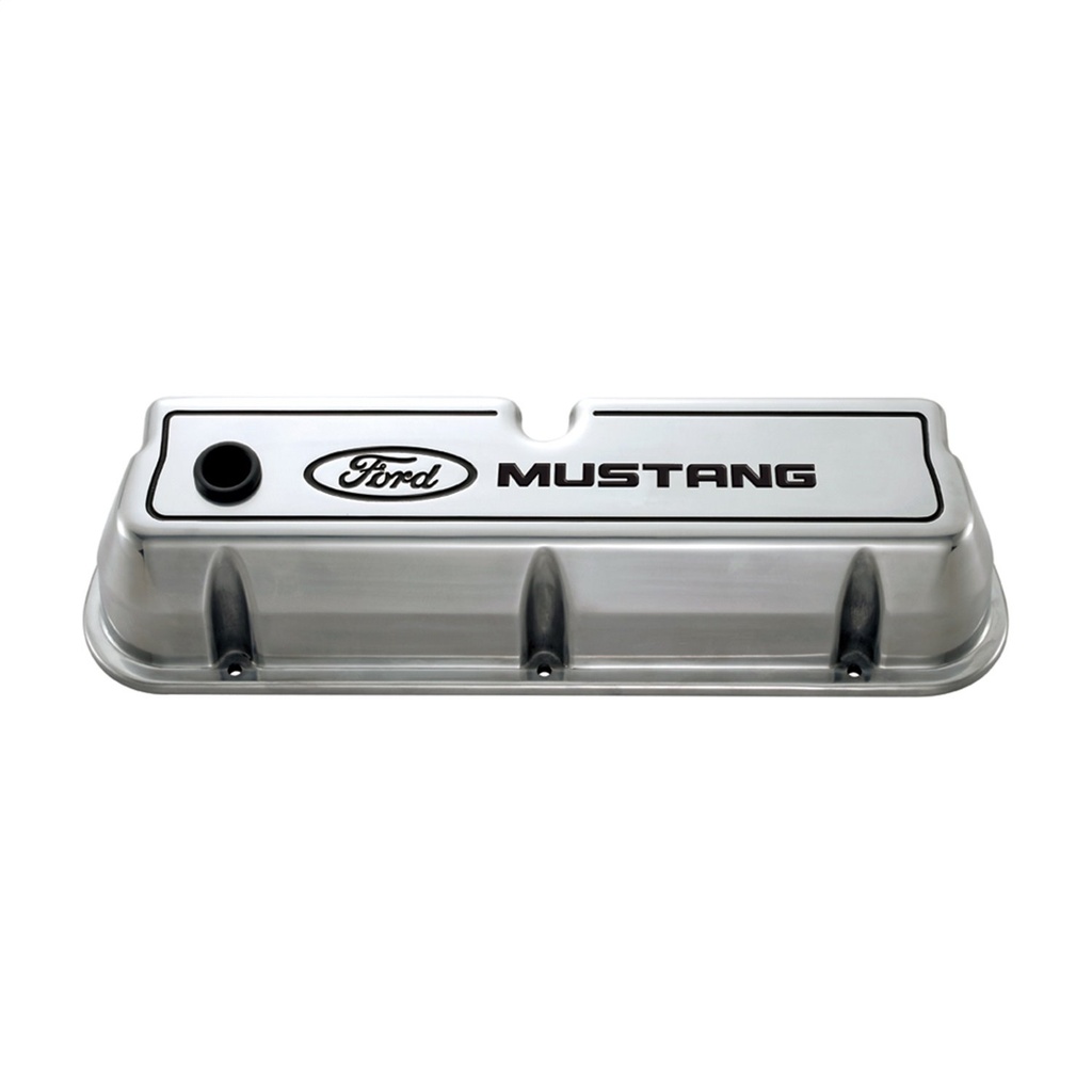 Ford Performance 302-030: Die-Cast Aluminum Tall Valve Covers for Small Block Ford 289-302-351W in Polished Finish with Ford Mustang Emblem