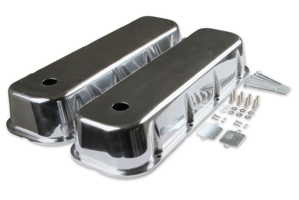 Mr Gasket 6858G: 6858G Cast Aluminum Tall Valve Covers for 1965-2000 Big Block Chevy 396-454 ci Engines [Polished Finish]