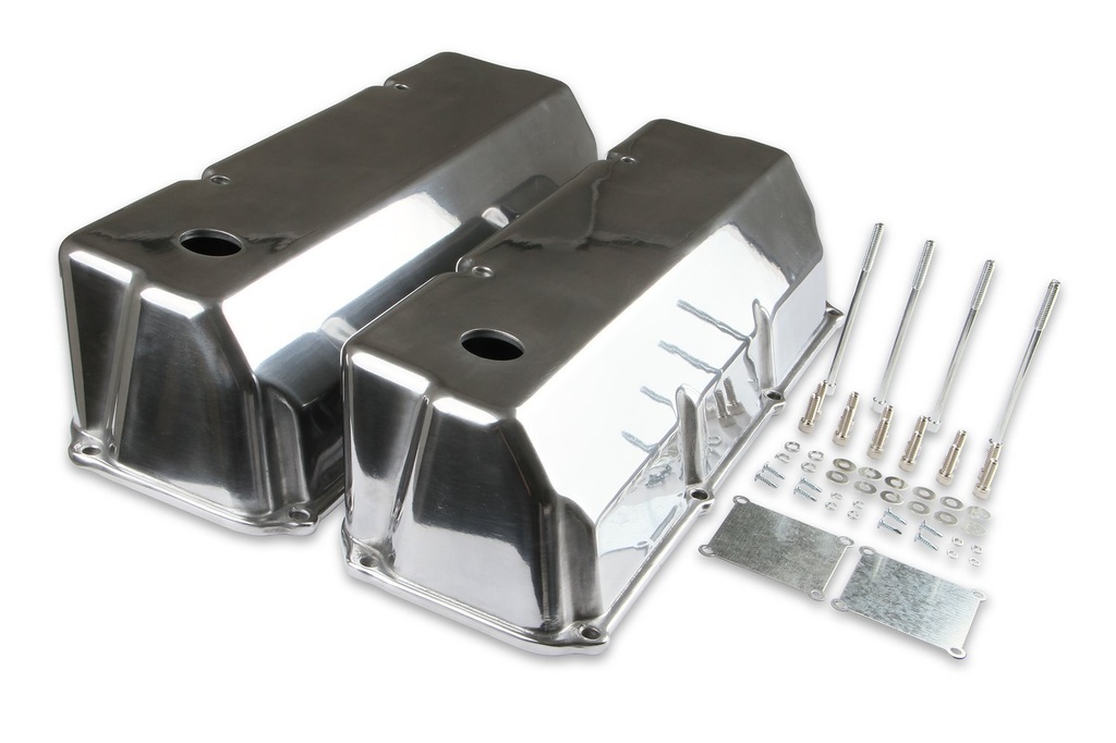 Mr Gasket 6890G: 6890G Cast Aluminum Tall Valve Covers for 1971-1982 Ford 351C, 351/400M [Polished Finish]