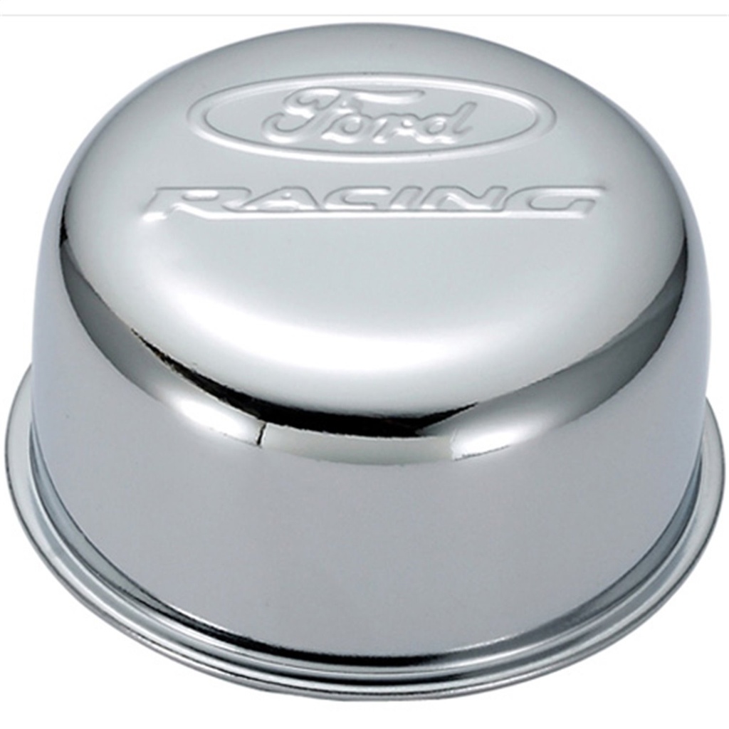 Ford Performance 302-200: Chrome Twist-On Valve Cover Air Breather Cap with Ford RACING Emblem