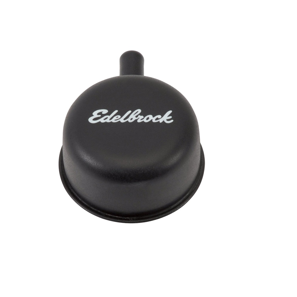 Edelbrock 4413: Signature Series Valve Cover Breather with 90 Degree PCV Port in Black Powder Coated Finish