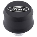 Ford Performance 302-435: Push-In Aluminum Valve Cover Air Breather Cap with Raised & Machined Oval Ford Emblem in Black Crinkle Finish