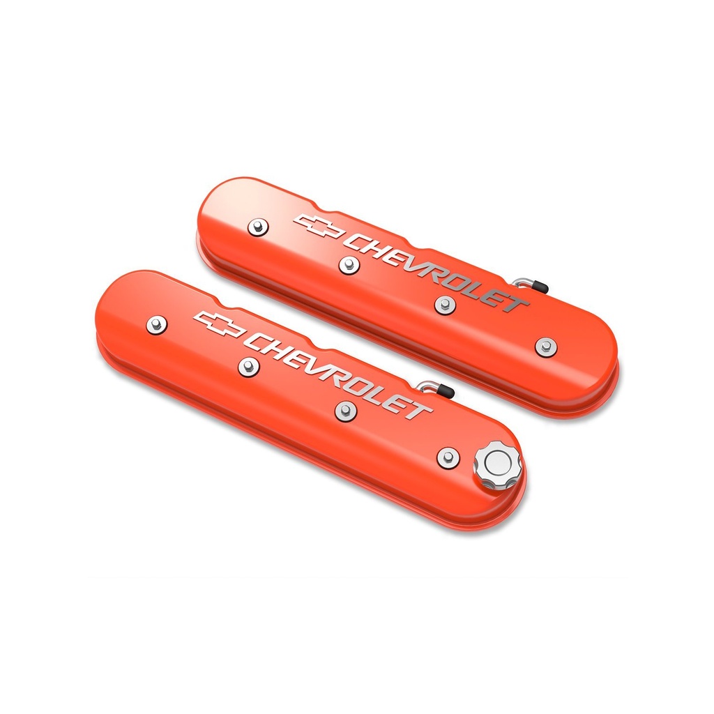 Holley 241-403: 241-403 Aluminum Valve Covers GM LS1/LS2/LS3/LS6/LS7 Engines, Chevrolet with Bowtie Logo - Factory Orange Finish