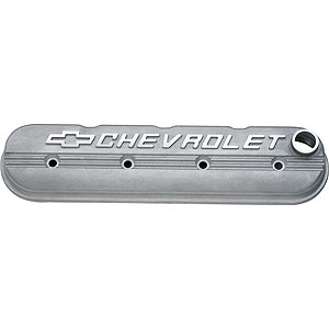 Chevrolet Performance 25534398: Tall LS Valve Cover with Chevrolet Logo in Natural Cast Finish