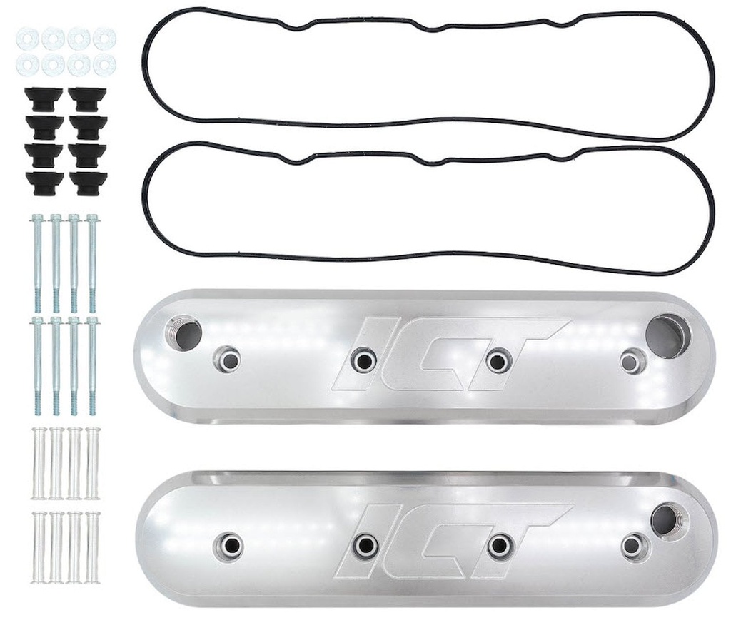 ICT Billet 551713-LS01: 551713-LS01 Billet Aluminum Valve Cover Set for 1999-2014 GM LS-Series Engines