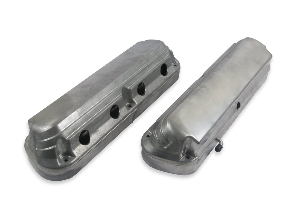 Holley 241-185: 241-185 Ford Fox Body Mustang-Style 2-Piece Cast-Aluminum Valve Covers for GM Gen III/IV LS Engines [Natural Finish]