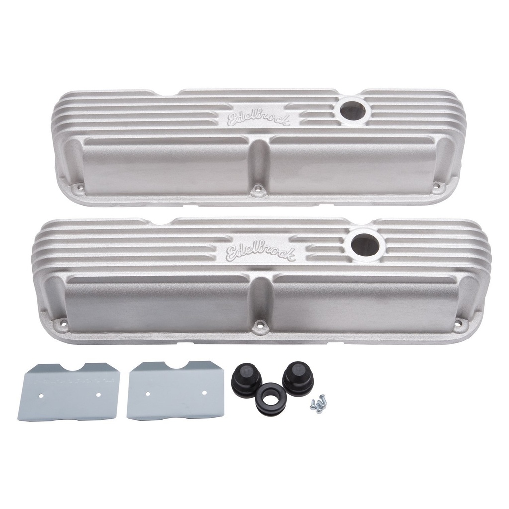 Edelbrock 41769: Classic Finned Valve Covers for Small Block Chrysler 318-360 LA Series with Satin Finish