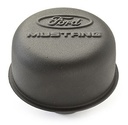 Ford Performance 302-221: Black Crinkle Push-In Valve Cover Breather with Ford MUSTANG Emblem
