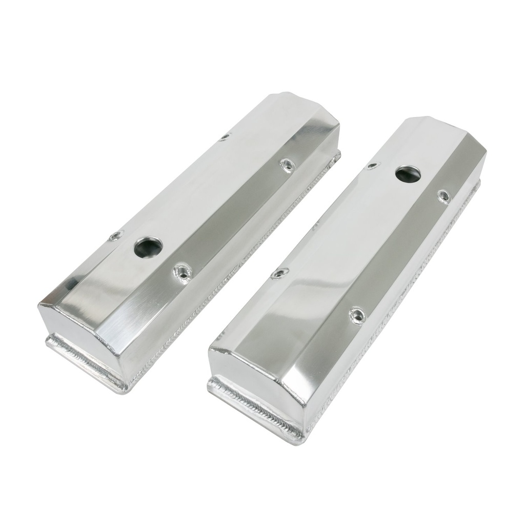 Top Street Performance JM8091-7P: JM8091-7P Valve Covers, Fab. Alum., Long Bolt w/ Holes SBC Perim., Polished