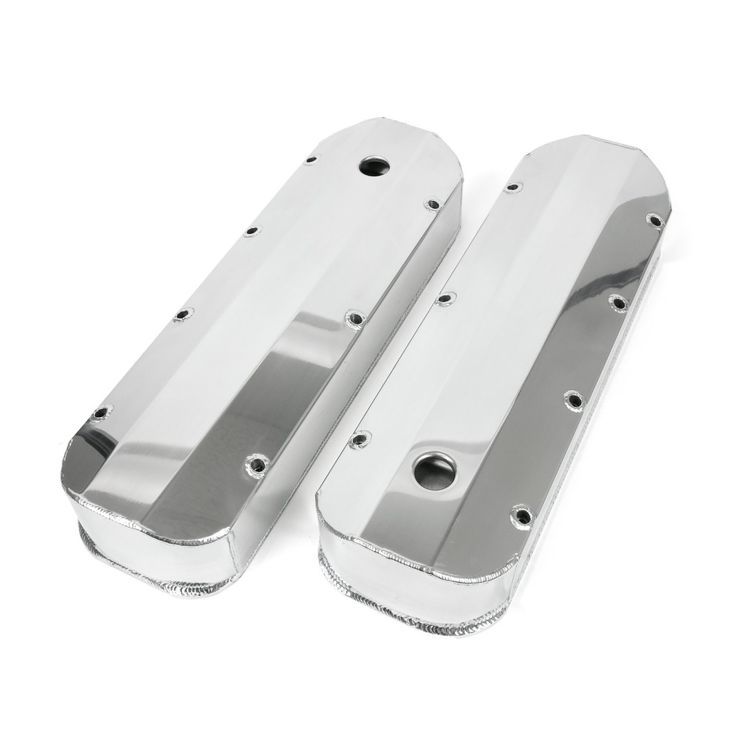 Top Street Performance JM8092-7P: JM8092-7P Valve Covers, Fab. Alum., Long Bolt w/ Holes BBC, Polished