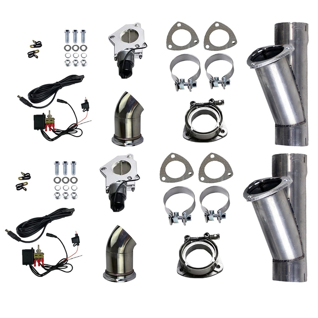 Granatelli 303525D: 303525D Electronic Aluminized Mild Steel Exhaust Cutout System for 2 1/2 in. Dual Exhaust (Slip-Fit)