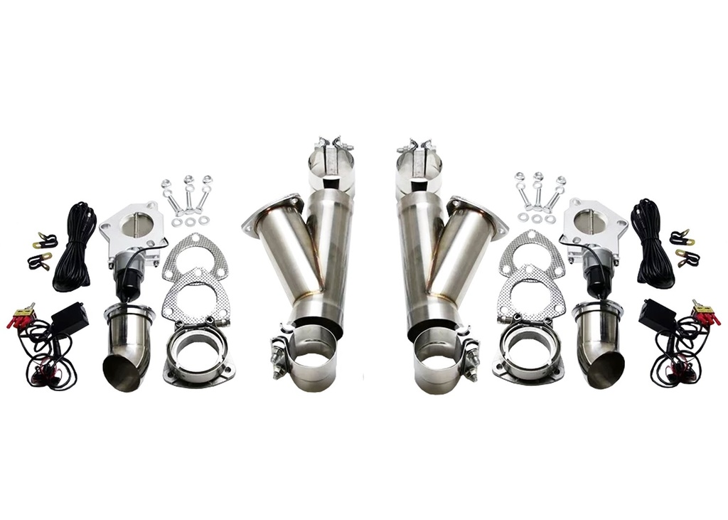 Granatelli 302522D: 302522D Electronic Exhaust Cutout Kit, 2.25 in. 57 mm, Dual System, Stainless Steel, Incl. Slip Fit w/Band Clamp