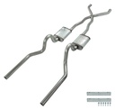 Pypes Performance Exhaust SFM05T: Crossmember Back X-Pipe Exhaust System with Turbo Pro Mufflers for 1965-1970 Ford Mustang Convertible [2.500 in.]