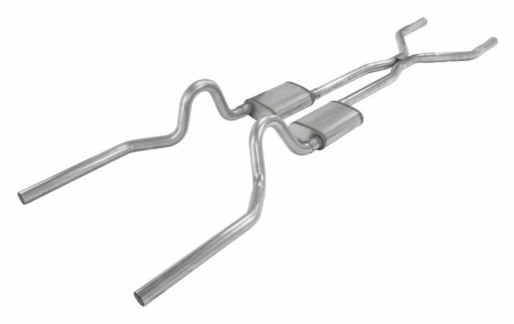 Pypes Performance Exhaust SFM43T: Crossmember Back H-Pipe Exhaust System with Turbo Pro Mufflers for 1965-1970 Ford Mustang [2.500 in.]