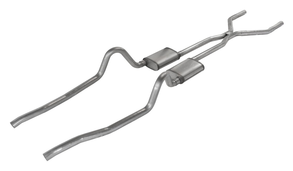 Pypes Performance Exhaust SMA40T: Crossmember Back H-Pipe Exhaust System with Turbo Pro Mufflers Fits Select 1960-1974 Mopar A-Body [2.500 in.]
