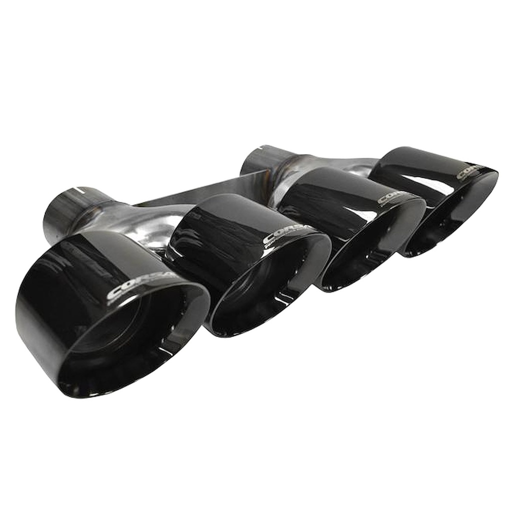 Corsa 14062BLK: Pro Series Clamp-On Exhaust Tip 2.750 in. Dual Inlet/4.500 in. Quad Outlet