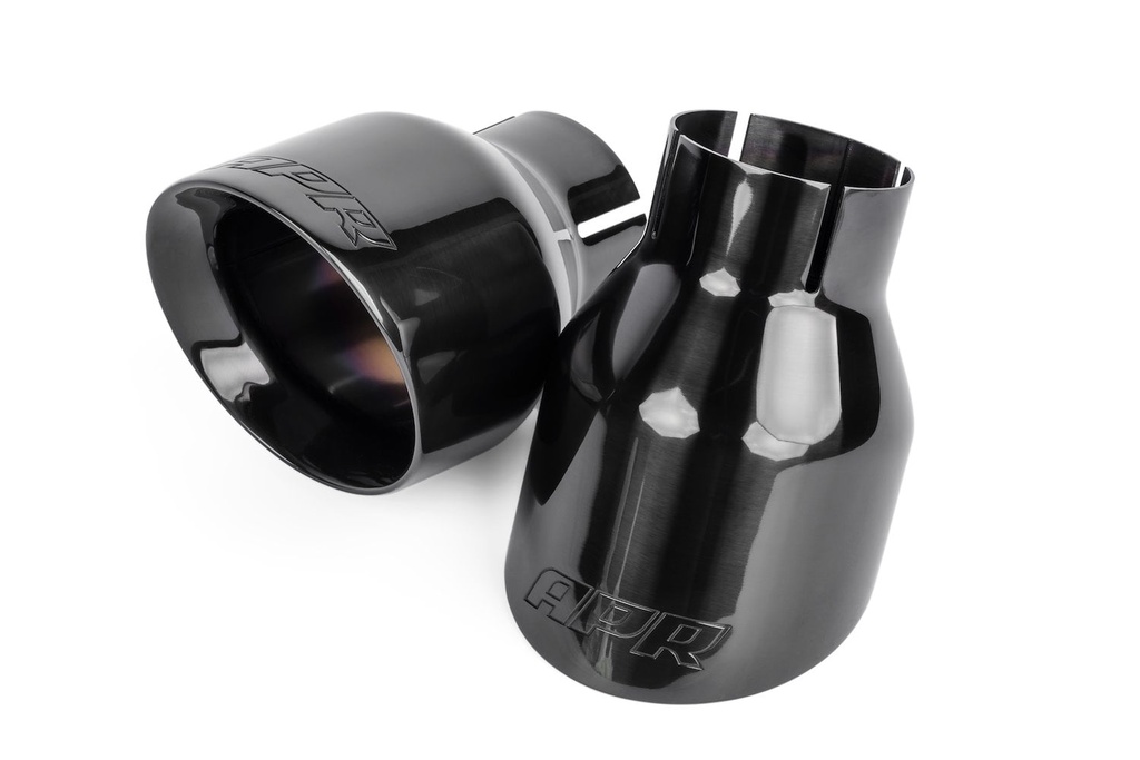 APR TPK0003: Exhaust Tips 4 in. Outlet, Slash-Cut [Black-Diamond Polished Finish]