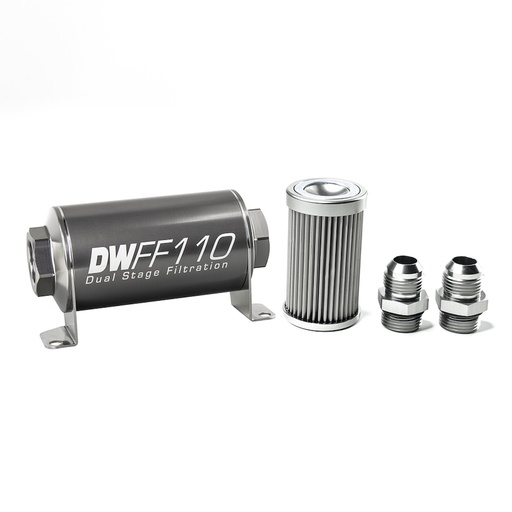 [DWK-803110010K10] DeatschWerks 803110010K10: 803110010K10 In-line fuel filter element and housing kit stainless steel 10 micron -10AN 110mm. Universal