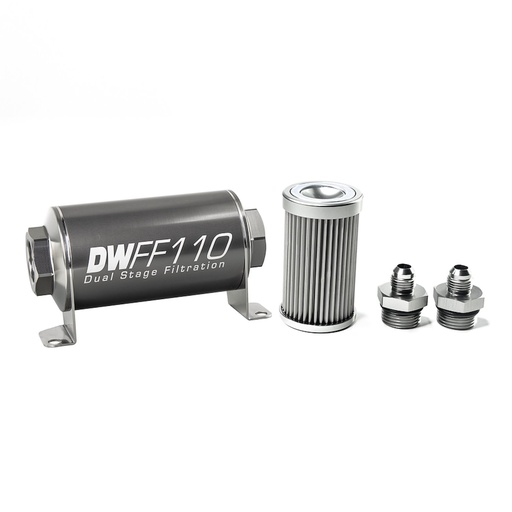 [DWK-803110010K6] DeatschWerks 803110010K6: 803110010K6 In-line fuel filter element and housing kit stainless steel 10 micron -6AN 110mm. Universal