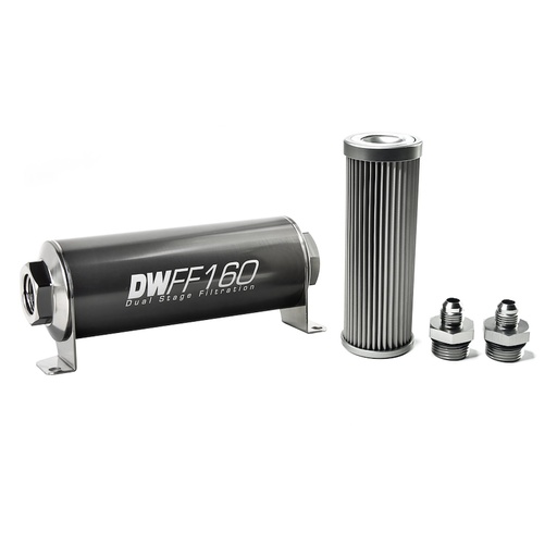 [DWK-803160010K6] DeatschWerks 803160010K6: 803160010K6 In-line fuel filter element and housing kit stainless steel 10 micron -6AN 160mm. Universal
