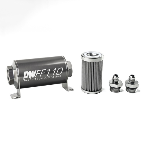 [DWK-803110100K6] DeatschWerks 803110100K6: 803110100K6 In-line fuel filter element and housing kit stainless steel 100 micron -6AN 110mm. Universal
