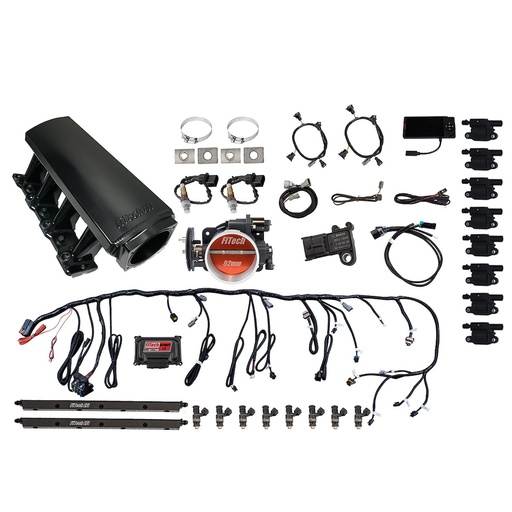 [FIF-79007] FITech Fuel Injection 79007: 79007 Ultimate LS 500 HP EFI System With Long Runner Cathedral Intake,Transmission Control & LS3 Coil Pack With LED Set