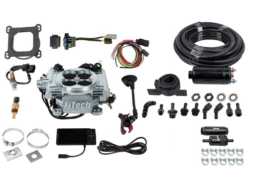 [FIF-31001] FITech Fuel Injection 31001: 31001 Go EFI 4 600 HP Bright Aluminum EFI System with Inline Fuel Delivery Master Kit