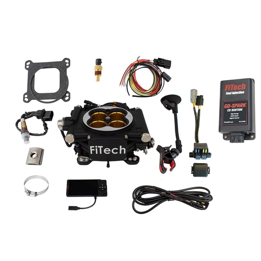[FIF-93012] FITech Fuel Injection 93012: Go EFI-8 Power Adder Plus 1200 HP Throttle Body Fuel Injection Master Kit [with CDI Box] Matte Black