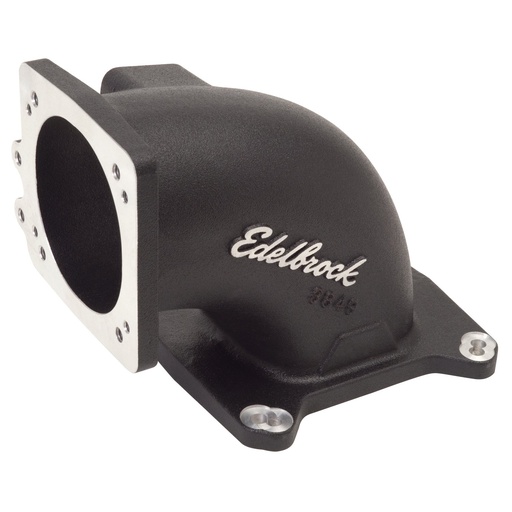 [EDL-38493] Edelbrock 38493: High Flow Intake Elbow for 95mm Throttle Body to 4150 Square-Bore Flange in Black Powder Coated Finish