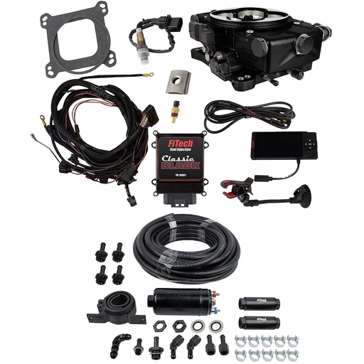 [FIF-31021] FITech Fuel Injection 31021: 31021 Go EFI Classic Black 650 HP EFI System With Inline Fuel Delivery & Regulator Master Kit