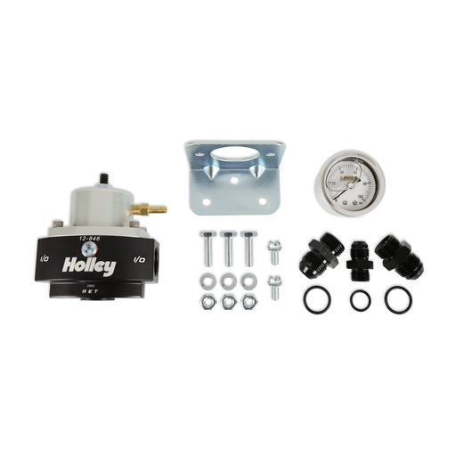 [HLY-12-846KIT] Holley 12-846KIT: 12-846KIT Billet Bypass Fuel Pressure Regulator Kit, 15-60 psi [-8AN O-Ring Inlet/Outlet, -6AN O-Ring Return]