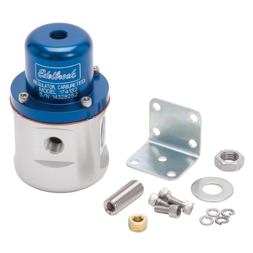 [EDL-174132] Edelbrock 174132: Carbureted Adjustable Bypass Fuel Pressure Regulator 160 GPH with 3/8" NPT Inlet/Outlet/Bypass in Blue Finish