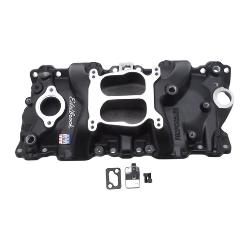 [EDL-21043] Edelbrock 21043: Performer Small Block Chevy Intake Manifold Black for 1987-95 Cast Iron Heads