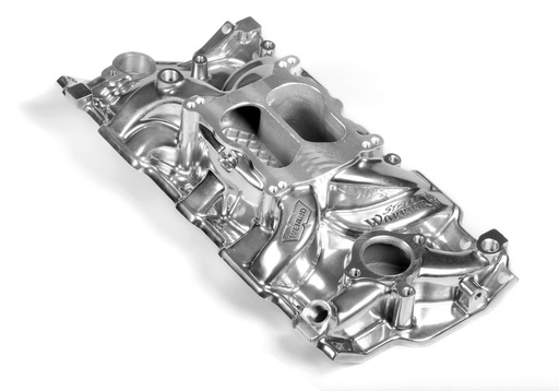 [WND-8125P] Weiand 8125P: Street Warrior Aluminum Intake Manifold Small Block Chevy 262-400 with 1987-Up Aluminum Heads
