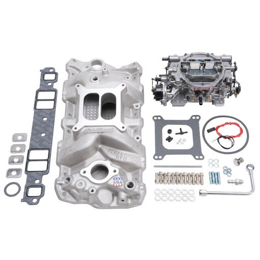 [EDL-2023] Edelbrock 2023: Single-Quad RPM Manifold and Carburetor Kit for Small Block Chevy 1955-1986