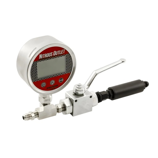 [NXO-00-63017-6] Nitrous Outlet 00-63017-6: 00-63017-6 Digital Inline Nitrous Pressure Gauge, 6AN Shut Off Valve/Nitrous Filter