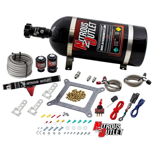 [NXO-00-10600-10] Nitrous Outlet 00-10600-10: 00-10600-10 4150 Stinger 2 System, Braided Hoses/.122 Nitrous Solenoid/.177 Fuel Solenoid/Universal Solenoid Brackets, Gas/E85