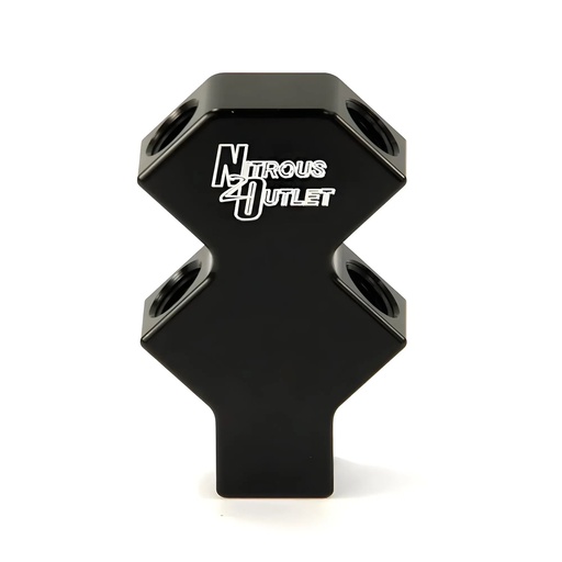 [NXO-00-01711] Nitrous Outlet 00-01711: 00-01711 4-Way 1/4 in. NPT High Flow Stacked Y Distribution Block, 1 Female in/4 Female out