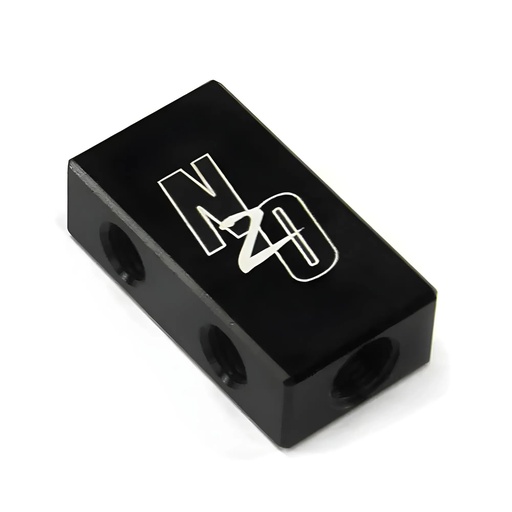 [NXO-00-01760] Nitrous Outlet 00-01760: 00-01760 Compact 2 in 4 Out Sensor Port Distribution Block, 1/8 in. NPT Inlets, 5/16-24 in. Outlets