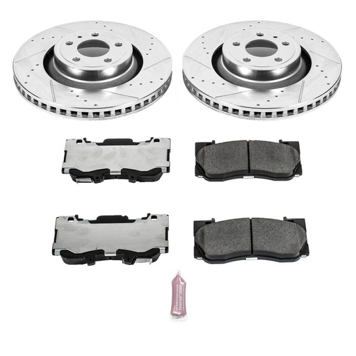 [PWR-K6806-26] Power Stop K6806-26: Street Warrior Brake Upgrade Kit Cross-Drilled and Slotted Rotors Z26 Extreme Street Performance Brake Pads Complete Front Kit