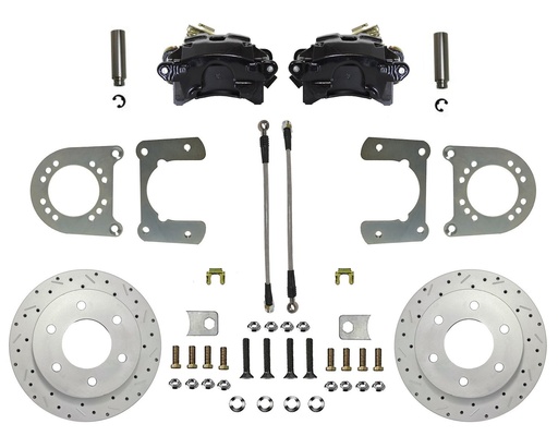 [LEB-BRC6001X] Leed Brakes BRC6001X: BRC6001X Brake Conversion Kit, Rear Disc Brake Kit w/Drilled Rotors & Black Powder Coated Calipers