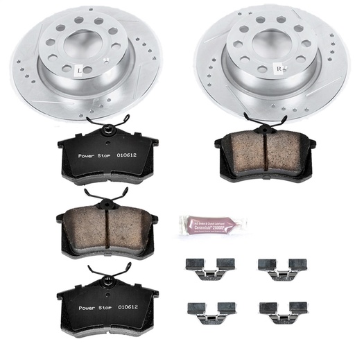 [PWR-K5671] Power Stop K5671: High Performance Brake Upgrade Kit Cross-Drilled and Slotted Rotors Z23 Evolution Sport High Carbon