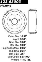 [CEB-123-63003] Centric C-Tek Standard Brake Drums