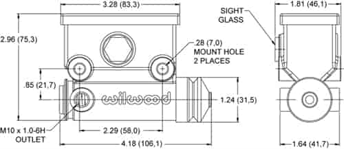 [WIL-260-13524] Wilwood 260-13524: Side Mount ATV Master Cylinder 19mm Bore