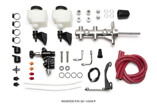 [WIL-261-14249-P] Wilwood 261-14249-P: Compact Remote Tandem Master Cylinder Kit, 7/8 in. Bore [Ball Burnished (Polished) Finish]