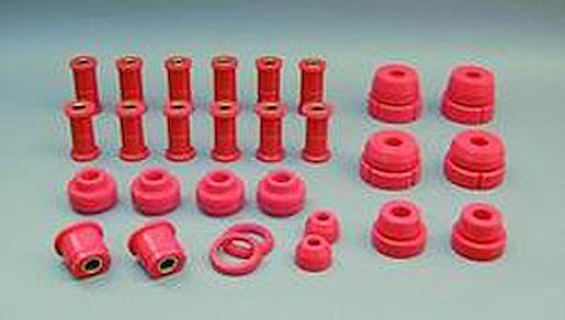 [PTP-6-2020] Prothane 6-2020: Total Kit Red Incl. Axle Pivot/Body Mounts/Spring And Shackle Rear/Strut Arm/Tie Rod Boots