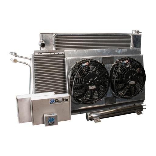 [GRI-CU-70202] Griffin Radiators CU-70202: PerformanceFit Radiator ComboUnit 1955-1957 Tri Five Chevy LS3 Swap with Transmission Cooler